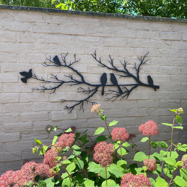 Elegante Metalen Wanddecoratie met Vogels op Tak  Moderne & Tijdloze Woondecoratie
