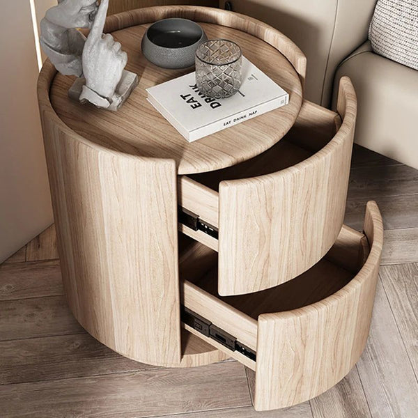 Elegant Nachtkastje Hout met 2 Lades – Nordic Slaapkamerdecoratie