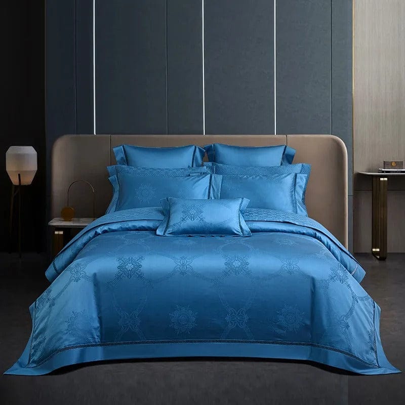 Elegante Blauwe Dekbedovertrek Set – 100% Egyptisch Katoen, 200x230 cm Inclusief 2 Kussenslopen