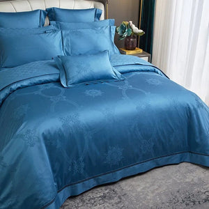 Elegante Blauwe Dekbedovertrek Set – 100% Egyptisch Katoen, 200x230 cm Inclusief 2 Kussenslopen