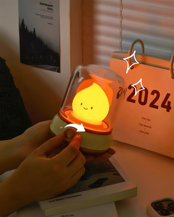 Mini LED Nachtlampje met Vlam-effect – USB Oplaadbare Gezellige Tafellamp voor Slaapkamer & Woonkamer