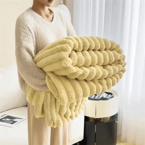 Luxe Superzacht Fleece Dekentje  Faux Schapenvacht Plaid voor Warmte & Comfort