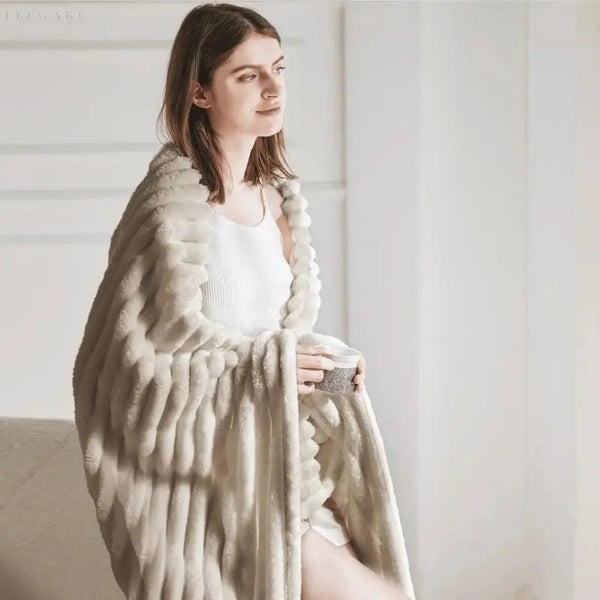 Luxe Superzacht Fleece Dekentje  Faux Schapenvacht Plaid voor Warmte & Comfort