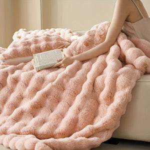 Zachte Beige Fleece Dekens – Dikke Pluche Woondeken voor Bank & Slaapkamer