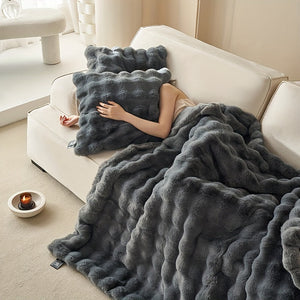 Zachte Beige Fleece Dekens – Dikke Pluche Woondeken voor Bank & Slaapkamer
