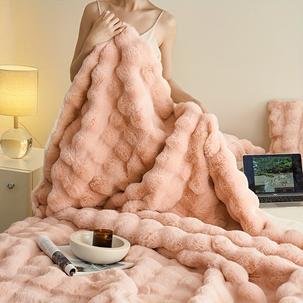 Zachte Beige Fleece Dekens – Dikke Pluche Woondeken voor Bank & Slaapkamer