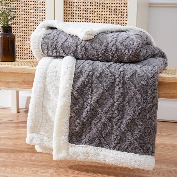 Fluffy Sherpa Fleece Deken  Ultra Zachte Warme Plaid voor Gezellig Binnen & Buiten Relaxen