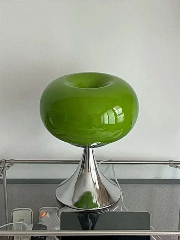Antieke Appel Tafellamp  Glazen Bureau Lamp met E27 Halogeen & Draaiknop
