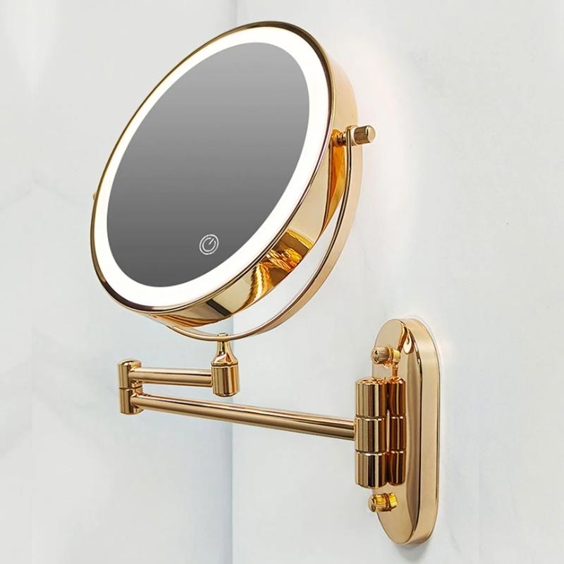 Luxe LED Make-up Spiegel met Vergroting – Wandmontage & 360° Draaibaar