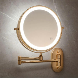 Luxe LED Make-up Spiegel met Vergroting – Wandmontage & 360° Draaibaar