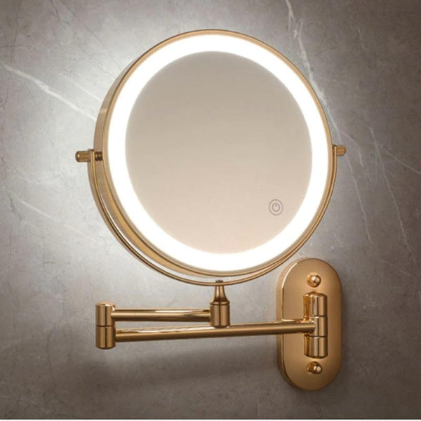 Luxe LED Make-up Spiegel met Vergroting – Wandmontage & 360° Draaibaar
