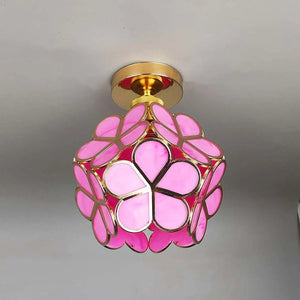Glazen Plafondlamp met Bloemmotief – Elegante LED Binnenverlichting voor Hal & Woonkamer