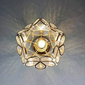 Glazen Plafondlamp met Bloemmotief – Elegante LED Binnenverlichting voor Hal & Woonkamer
