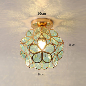 Glazen Plafondlamp met Bloemmotief – Elegante LED Binnenverlichting voor Hal & Woonkamer