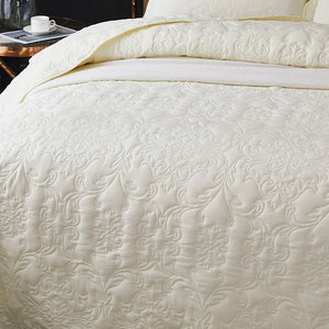 Witte Katoenen Quilt – Luxe Bedsprei 150x200 cm & 200x220 cm