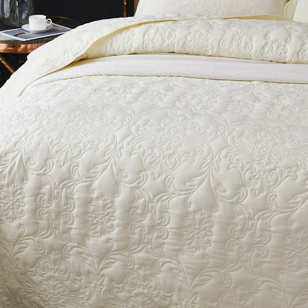 Witte Katoenen Quilt – Luxe Bedsprei 150x200 cm & 200x220 cm