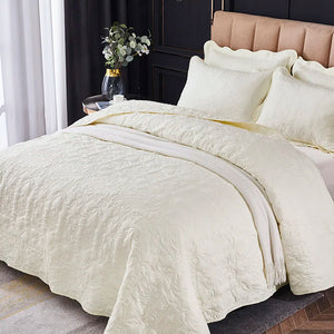 Witte Katoenen Quilt – Luxe Bedsprei 150x200 cm & 200x220 cm