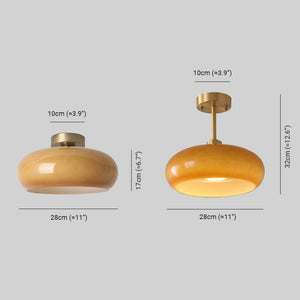 Plafondlamp met Warm Amberglas – Ronde Elegante Woonverlichting