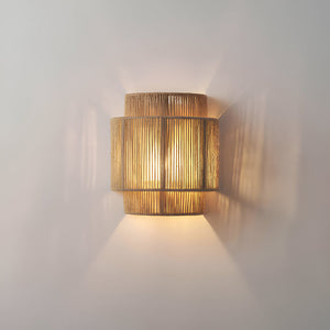 Boho Wandlamp van Henneptouw met Rotan Kap – Natuurlijke Wandverlichting