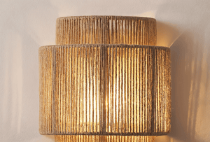 Boho Wandlamp van Henneptouw met Rotan Kap – Natuurlijke Wandverlichting