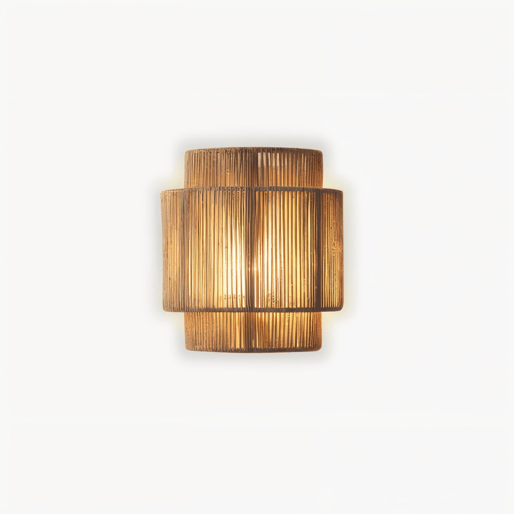 Boho Wandlamp van Henneptouw met Rotan Kap – Natuurlijke Wandverlichting