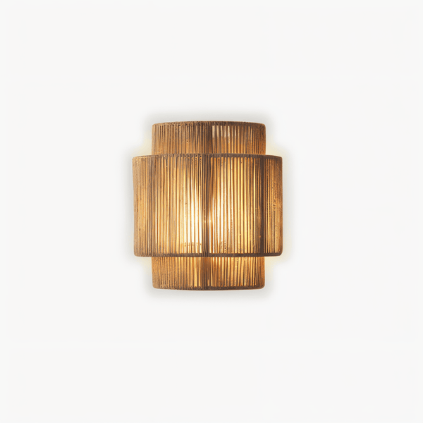 Boho Wandlamp van Henneptouw met Rotan Kap – Natuurlijke Wandverlichting