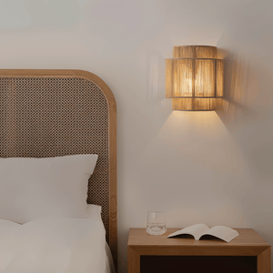 Boho Wandlamp van Henneptouw met Rotan Kap – Natuurlijke Wandverlichting