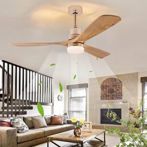 EcoLuxe Plafondventilator met Houten Bladen, LED Licht & Afstandsbediening  Modern Wooncomfort