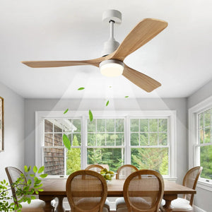 EcoLuxe Plafondventilator met Houten Bladen, LED Licht & Afstandsbediening  Modern Wooncomfort