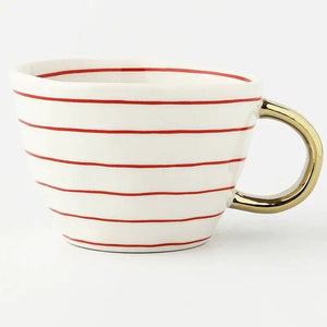 Elegant Handbeschilderde Mok met Artistiek Gouden Handvat  Stijlvolle Koffie- en Theebeker