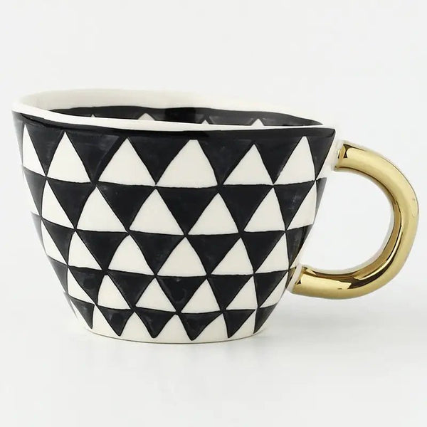 Elegant Handbeschilderde Mok met Artistiek Gouden Handvat  Stijlvolle Koffie- en Theebeker