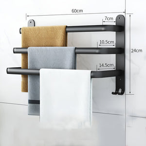 3-laagse Zwarte Wand Handdoekhouder – Zonder Boren Badkamer Organizer