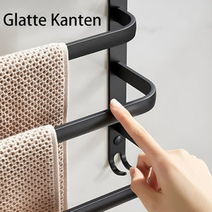 3-laagse Zwarte Wand Handdoekhouder – Zonder Boren Badkamer Organizer