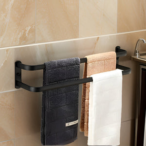 3-laagse Zwarte Wand Handdoekhouder – Zonder Boren Badkamer Organizer