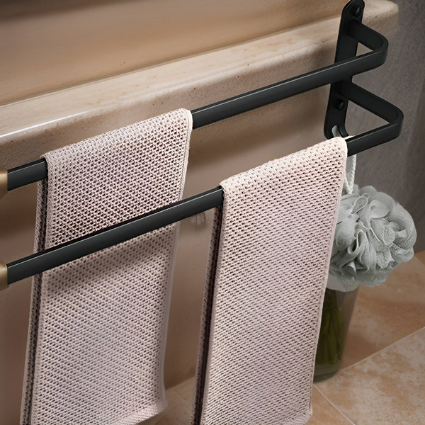 3-laagse Zwarte Wand Handdoekhouder – Zonder Boren Badkamer Organizer