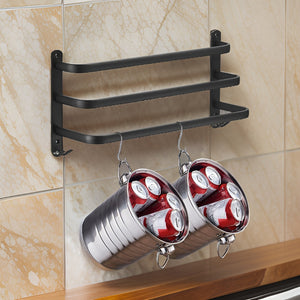 3-laagse Zwarte Wand Handdoekhouder – Zonder Boren Badkamer Organizer
