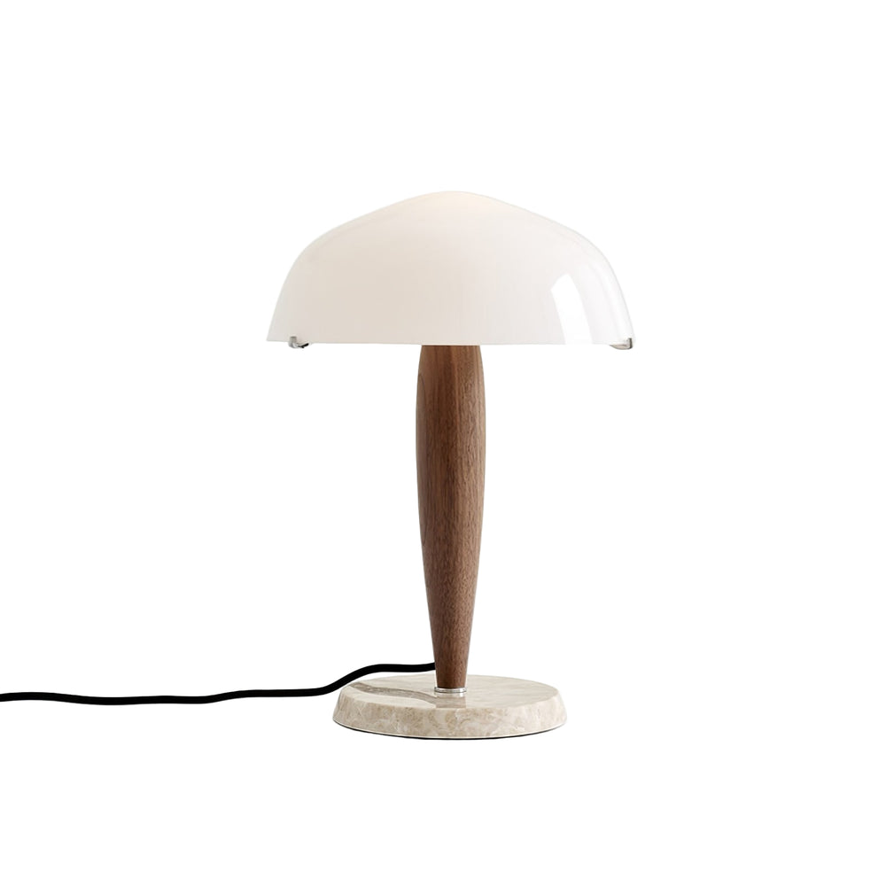 Elegante Tafellamp van Glas en Walnoot met Marmeren Accenten – Moderne Interieurverlichting