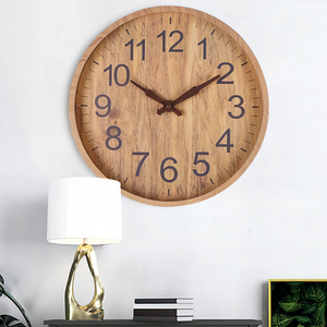 Elegante Houten Wanduhr – Geruisloze Keuken- & Woonkamerklok