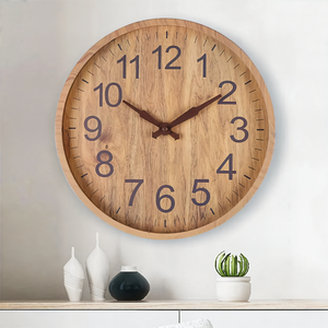 Elegante Houten Wanduhr – Geruisloze Keuken- & Woonkamerklok