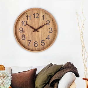 Elegante Houten Wanduhr – Geruisloze Keuken- & Woonkamerklok
