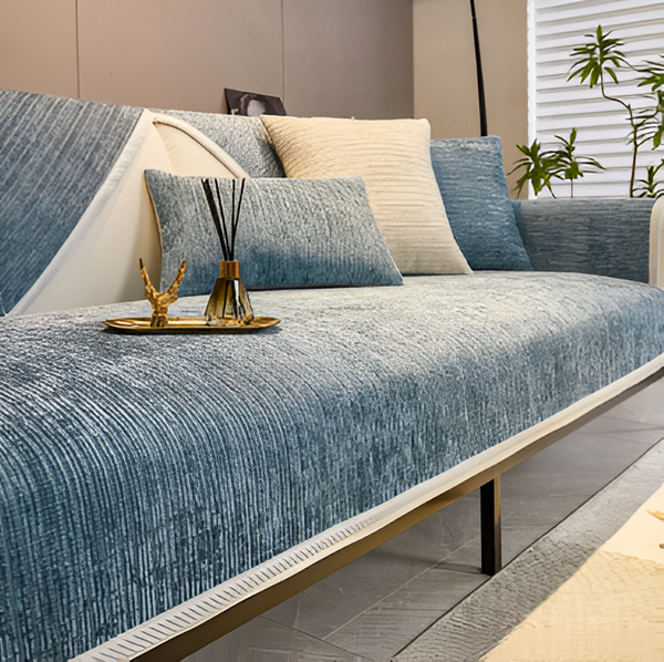 Gestreepte Chenille Sofahoes | Huisdiervriendelijke Bankbeschermer 70x70cm – 90x240cm