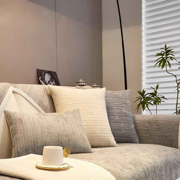 Gestreepte Chenille Sofahoes | Huisdiervriendelijke Bankbeschermer 70x70cm – 90x240cm