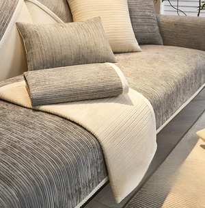 Gestreepte Chenille Sofahoes | Huisdiervriendelijke Bankbeschermer 70x70cm – 90x240cm
