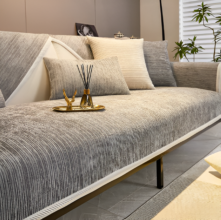 Gestreepte Chenille Sofahoes | Huisdiervriendelijke Bankbeschermer 70x70cm – 90x240cm