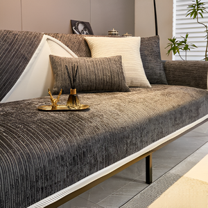 Gestreepte Chenille Sofahoes | Huisdiervriendelijke Bankbeschermer 70x70cm – 90x240cm