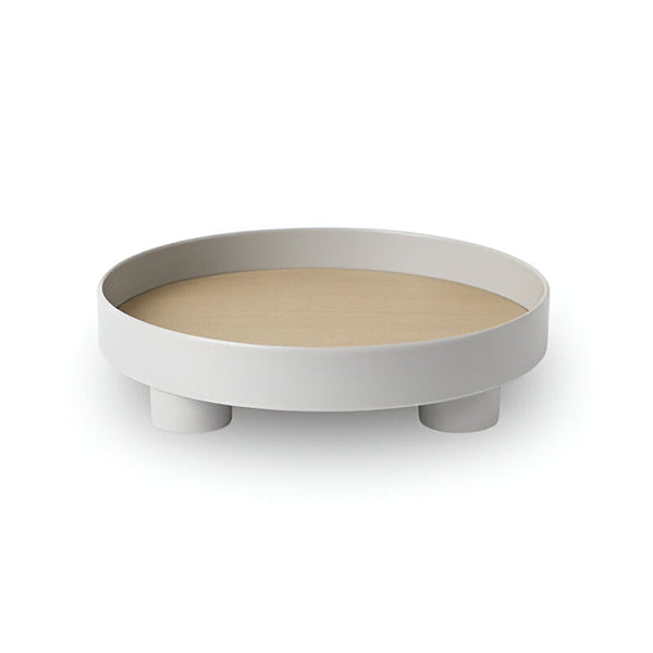 Elegant Rond Serveerblad van Keramiek en Hout – Stijlvolle Woondecoratie & Praktisch Tafelmateriaal