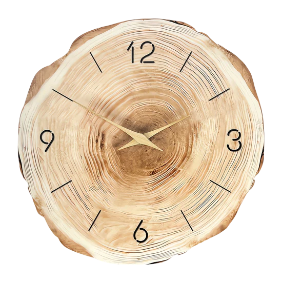 Houten Wandklok met Stil Mechanisme – Realistische Textuur, Moderne Woondecoratie