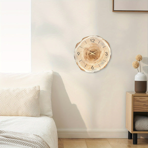 Houten Wandklok met Stil Mechanisme – Realistische Textuur, Moderne Woondecoratie