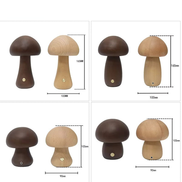 Paddenstoel Houten Tafellamp – Natuurlijk Design van Walnoot of Beuken