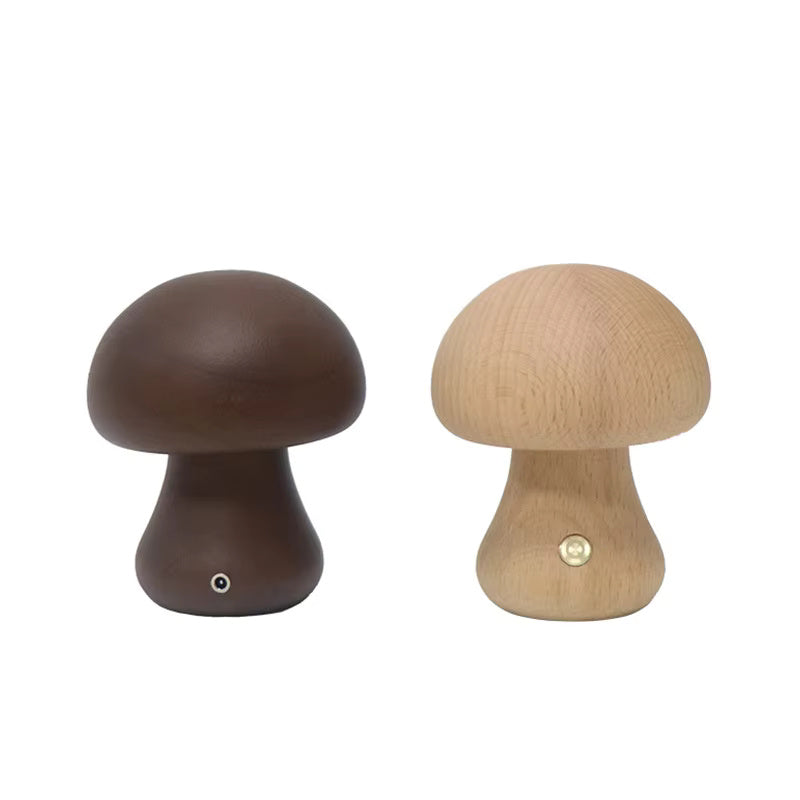 Paddenstoel Houten Tafellamp – Natuurlijk Design van Walnoot of Beuken